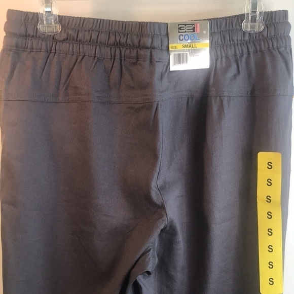 NWT 32 Degrees Cool Dark Grey Linen Blend Drawstring Stretch Woven Pants Size S - Picture 6 of 16